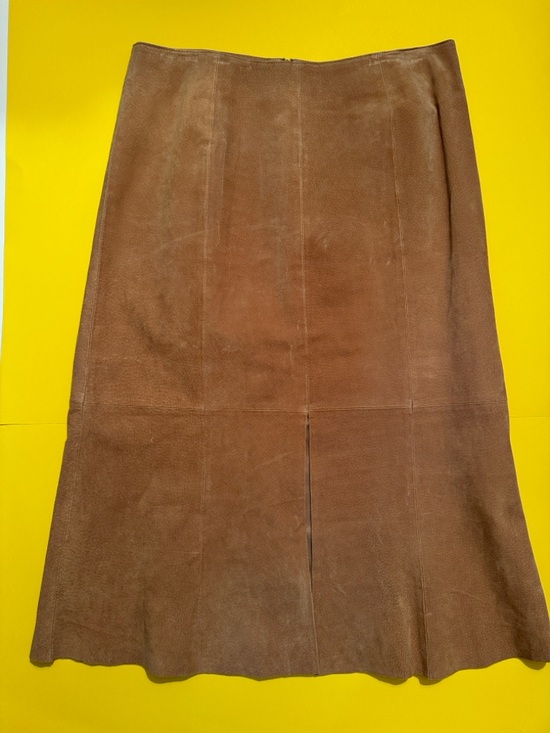 A. M. I. Dresses & Skirts - A. M. I . Brown Genuine Leather Suede Skirt Sz 12